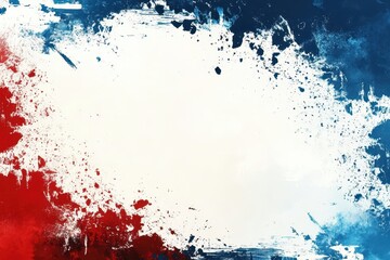 Abstract Red Blue White Ink Splatter Border Frame Background