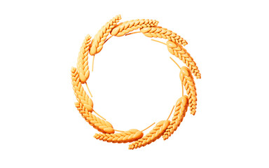 Golden barley background, honor or medal or trophy background, 3d rendering.