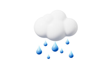 Cartoon weather forecast, light rain, rainstorm, 3d rendering.