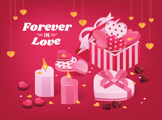 Heart composition in isometric view