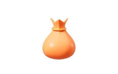 Cartoon orange moneybag in the white background, financial savings concept, 3d rendering.