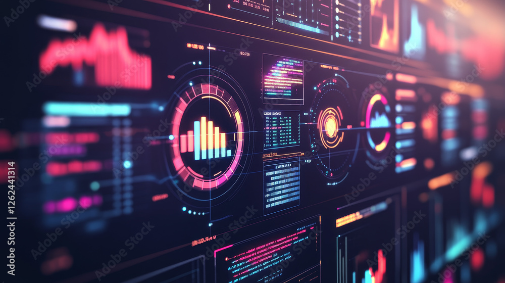 Poster hud futuristic user digital screen interface, business technology infographics, big data analysis ve