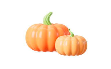 Obraz premium Cartoon pumpkins on the orange background, 3d rendering.
