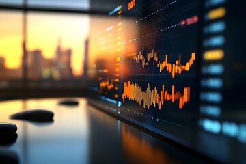 Holographic Displays in Corporate Boardroom Assess Financial Risks and AI Driven Market Forecasts