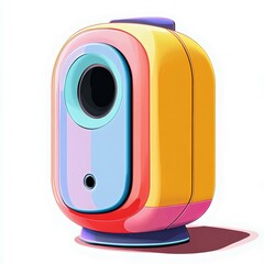 A vibrant, cartoon-style illustration of a quirky, colorful gadget with a playful design, perfect for modern tech enthusiasts and creatives.