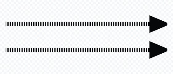 long dash and dotted arrow icon. flat style dash arrow vector illustration.