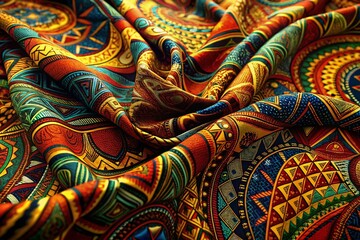 Vibrant African Textile Pattern: Colorful Fabric Background