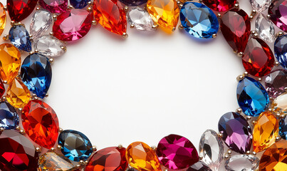 Bright and bold card frame featuring sapphire ruby border, creating a striking and elegant design