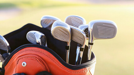 Bag full of golf clubs