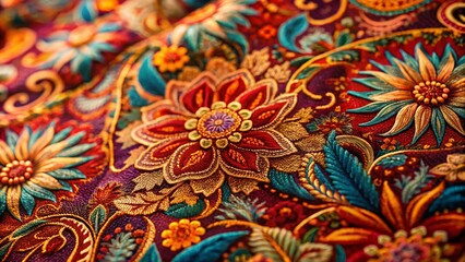 Vibrant Floral Southeast Asian Batik Textile Pattern