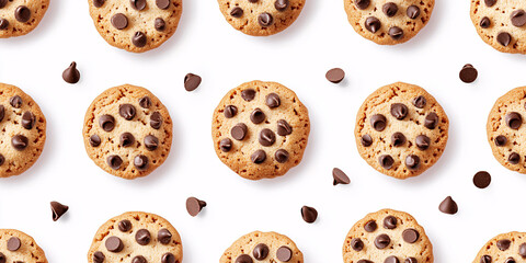 Obraz premium A delightful pattern of chocolate chip cookies