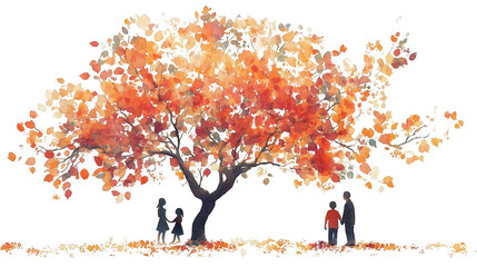 Parents Day PNG file design of a tree with family members, isolated on white background