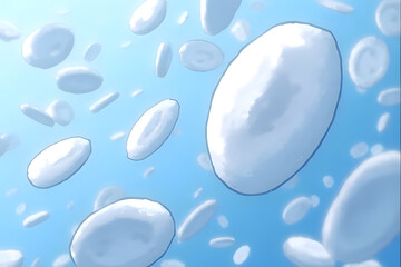 Macro image of many white blood cells created using Ai