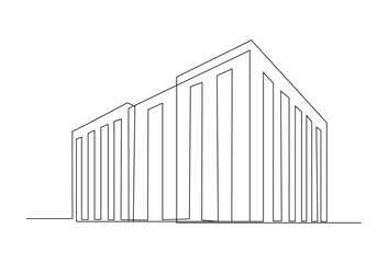 Abstract modern House City Skyline continuous one-line art drawing Vector illustration