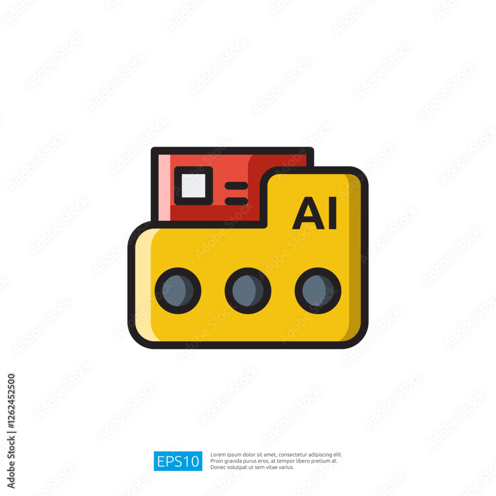 Poster a stylized folder icon labeled ai with a red card peeking out, symbolizing artificial intelligence a