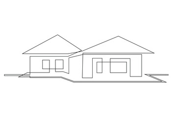 Abstract modern House City Skyline continuous one-line art drawing Vector illustration