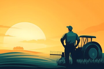 Obraz premium AI Powered Precision Farming with Modern Agricultural Equipment in Scenic Rural Landscape