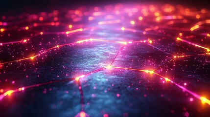 Fototapeta premium Neon Glowing Lines Abstract Background