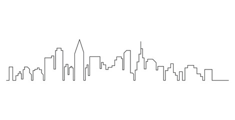Abstract modern House City Skyline continuous one-line art drawing Vector illustration