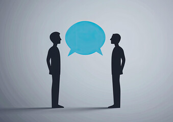 Obraz premium Two Silhouettes Engaging in a Conversation Communication Dialogue Exchange Discussion