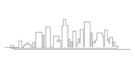 Abstract modern House City Skyline continuous one-line art drawing Vector illustration
