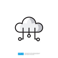 A stylized cloud icon with lines and dots, representing data transfer or cloud computing. Artificial Intelligence Icon