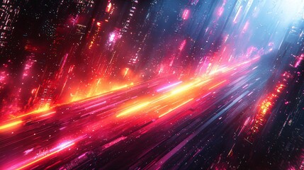 Obraz premium Neon Cityscape: Futuristic Speed & Light