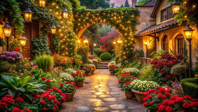 Vintage Holiday Garden Architecture: Lush Greenery & Tranquil Escape