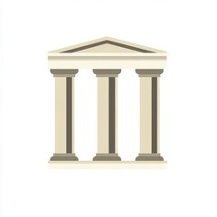 Three Pillar Bank Building Icon. Architectural Design of White Building with Three Pillars