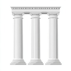 Obraz premium Three Pillars. Bank Building with Three White Pillars, Flat Icon of Architectural Design