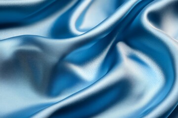 Fototapeta premium Luxurious blue silk fabric with flowing waves. AI generated