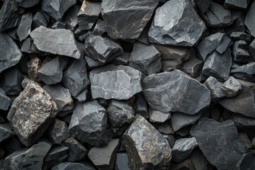 Variety of rough gray stones in close-up view. AI generated