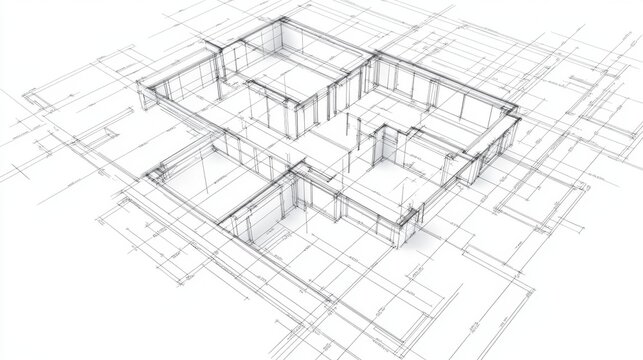 3D house blueprint, architectural design, construction planning