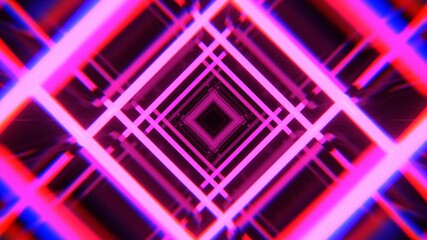 Pink Neon Pulse Square Tunnel Background VJ Loop l 4K - Powered by Adobe