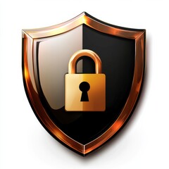 Shield icon with lock design representing security and protection for digital safety and data...