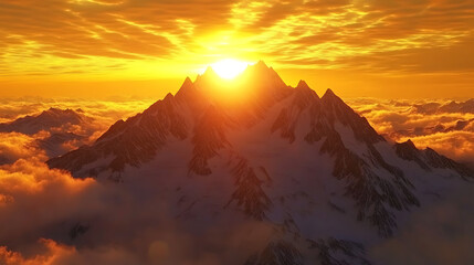 Obraz premium Majestic Mountain Sunrise with Snowy Peaks
