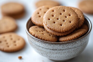 Stacked Biscuits in a Rustic Bowl