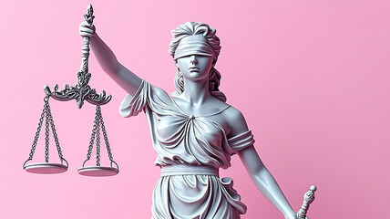 Obraz premium Statue of justice on pink background