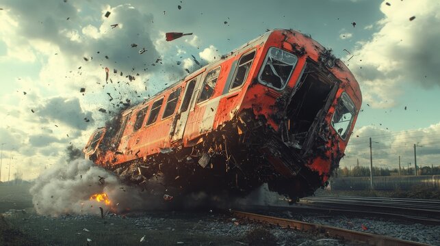 Train Crash. Action_Packed Collision with Damaged Engine - Danger Ahead
