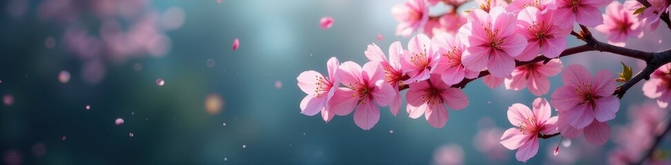 Fototapeta premium Cherry blossoms burst against steel and glass , architecture, flowers, cherry blossoms