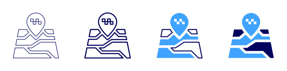 Obraz premium Map intelligence icon in 4 different styles. Thin Line, Line, Bold Line, Duotone. Duotone style. Editable stroke