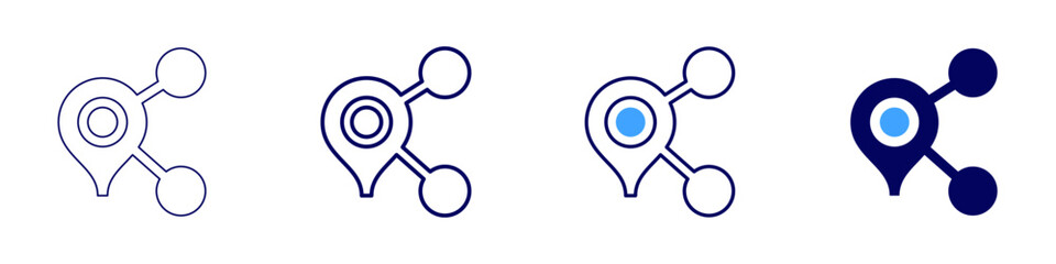 Map interactivity icon in 4 different styles. Thin Line, Line, Bold Line, Duotone. Duotone style. Editable stroke