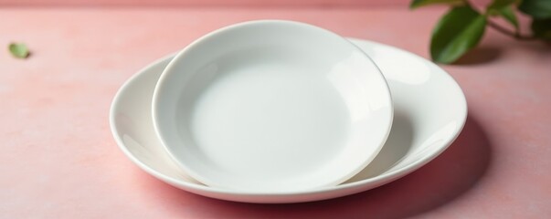 Clean empty white ceramic plate, minimalist design, dish, isolated, ware