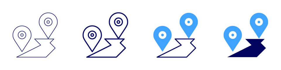 Map notifications icon in 4 different styles. Thin Line, Line, Bold Line, Duotone. Duotone style. Editable stroke