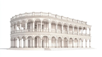 Naklejka premium Architectural model, classical design, white background, 3D rendering, for construction plans