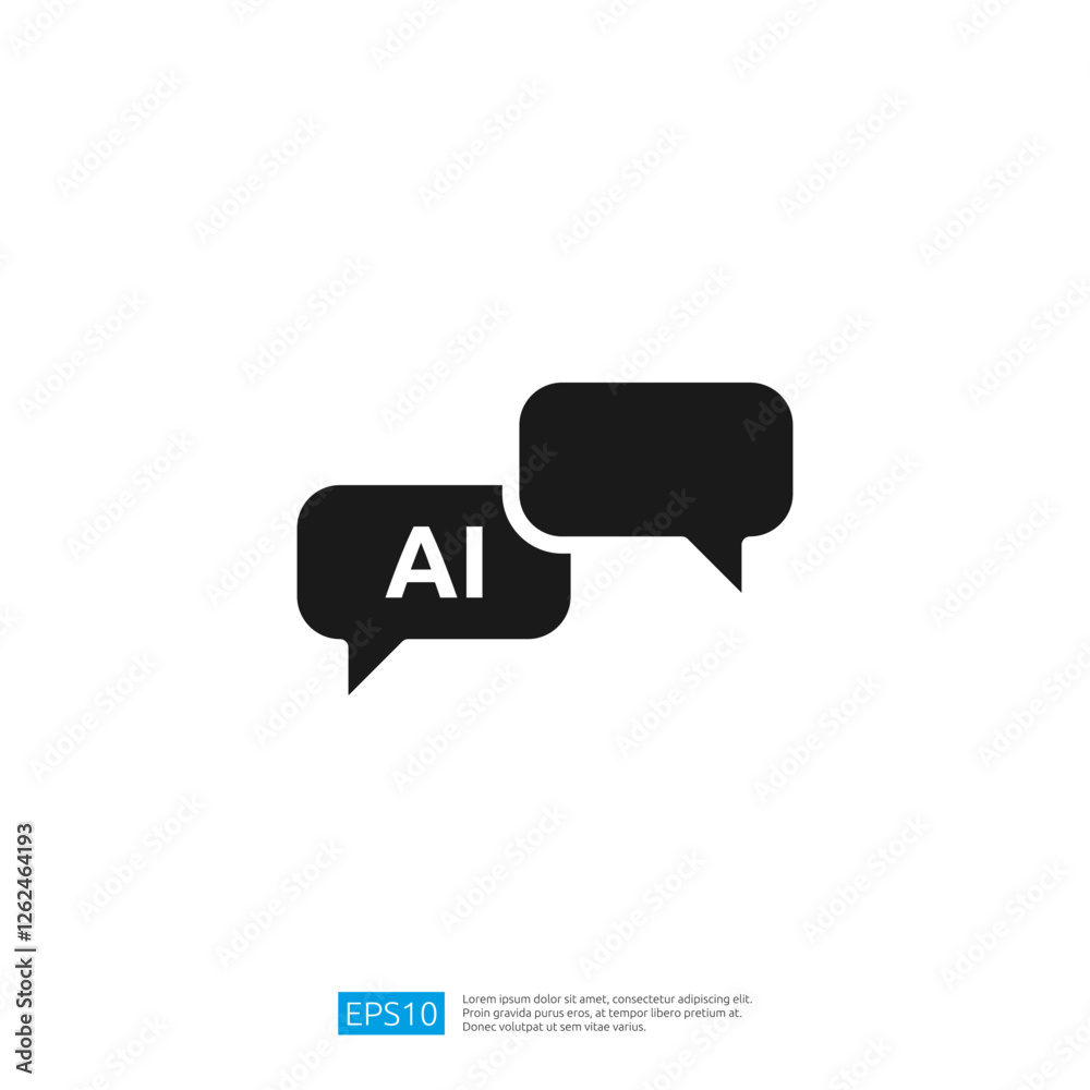 Poster the image features two speech bubbles, one containing ai symbolizing conversation or communication a