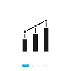 A minimalist graphic representation of a bar chart with three bars and connecting lines, symbolizing growth or data analysis.