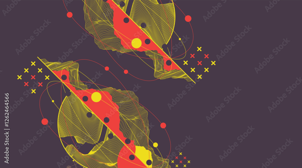 Poster Trendy abstract wireframe background. Modern science or technology art elements. Surface illustration.