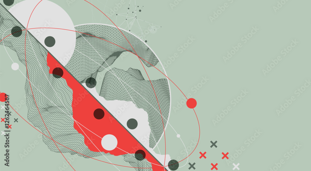 Poster trendy abstract wireframe background. modern science or technology art elements. surface illustratio