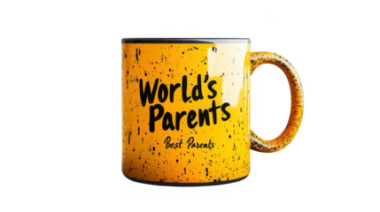 Parents Day PNG file featuring a mug with World's Best Parents text, isolated on white background